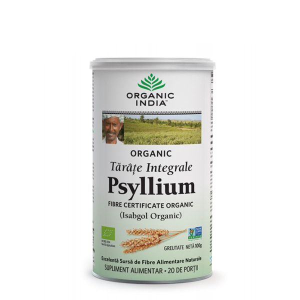 Tarate integrale de psyllium (fara gluten) BIO Organic India – 100 g driedfruits.ro/ Cereale & Leguminoase & Seminte